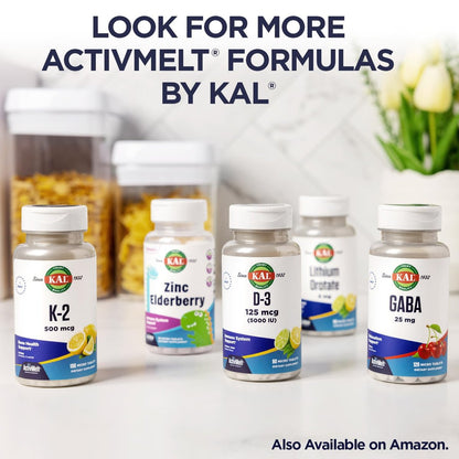 KAL L-Theanin 25 mg ActivMelt – Entspannung, Stressabbau, Stimmung & Fokus – leckerer natürlicher Ananasgeschmack mit Stevia – vegetarisch – 120 Portionen, 120 Mikro-Tabletten zum sofortigen Auflösen