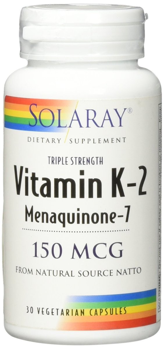 Solaray Dreifachstärke Vitamin K-2 als MK-7 150 mcg - Vitamin K2 MK7 Nahrungsergänzungsmittel für Knochengesundheit, reines Vit K2 als Menaquinon für Frauen und Männer - 30 vegane Kapseln