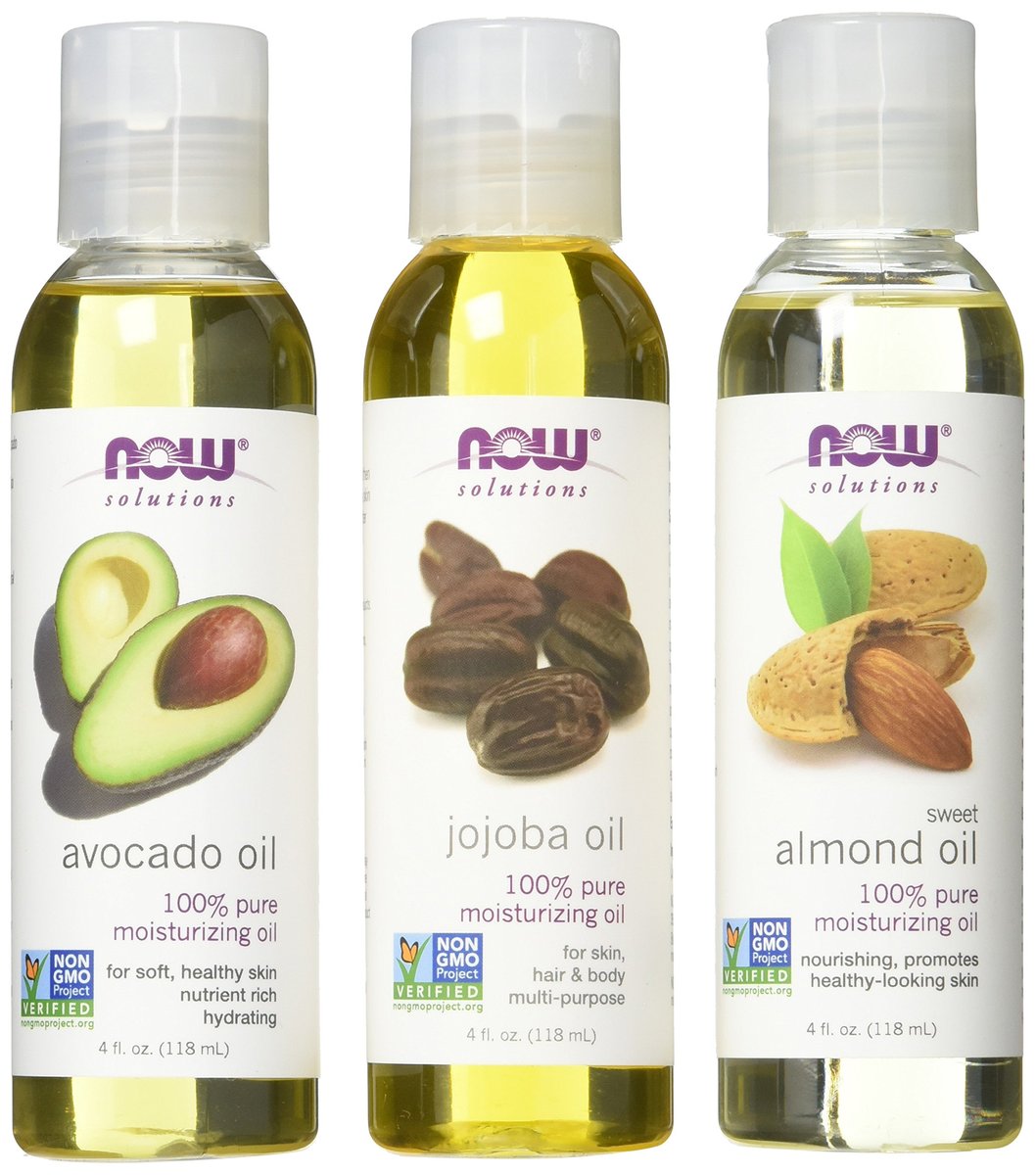 Now Foods Feuchtigkeitsöle Probierset: Süßmandel-, Avocado- und Jojobaöl - 4 Flaschen à 118 ml