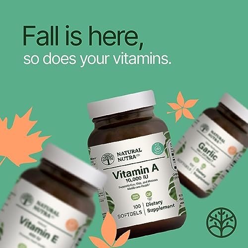 Natural Nutra Vitamin A 10.000 IE Weichkapseln – Hochdosiertes Augen- und Haut-Vitamin – Glutenfreies Vitamin-A-Präparat für Sehkraft und Hautgesundheit – Fischleberöl für Männer und Frauen, glutenfrei, 100 Weichkapseln