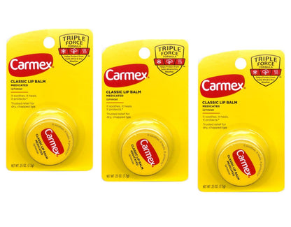Carmex Lippenbalsam Pot, Original, 0,25 Unzen (3er-Pack)