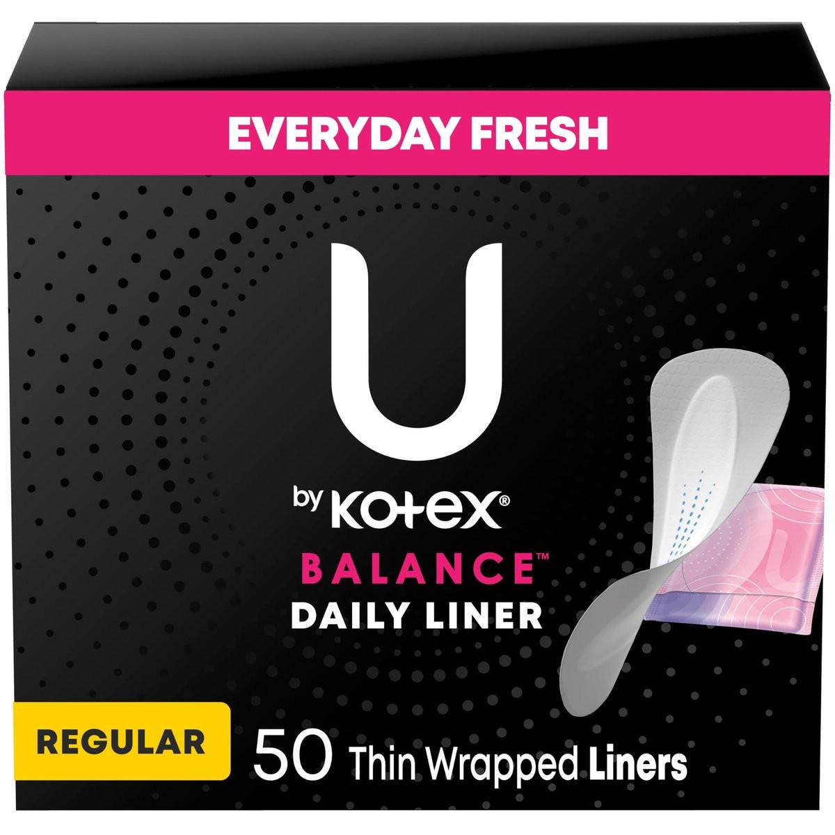 U by Kotex Balance Slipeinlagen, täglicher Schutz, leichte Saugfähigkeit, normale Länge, 50 Stück (Verpackung kann variieren)