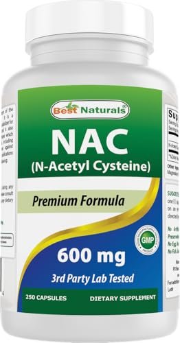 Best Naturals NAC N-Acetyl-Cystein 600 mg 250 Kapseln – Hochdosiertes Nahrungsergänzungsmittel
