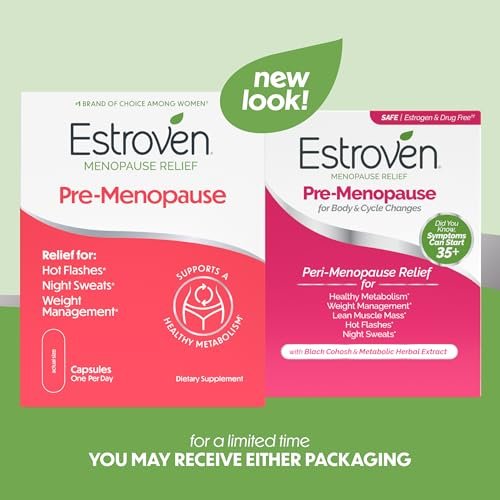 Estroven Pre-Menopause Relief – 30 Kapseln mit klinisch geprüften Inhaltsstoffen für Wechseljahresbeschwerden, Nachtschweiß und Hitzewallungen, hormonfrei