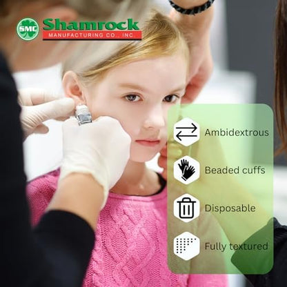 Shamrock Latex Untersuchungshandschuhe, puderfrei, Einweghandschuhe mit vollständig strukturiertem Griff, 5 Mil, unsteril, beidseitig tragbar, Medium (100 Stück)