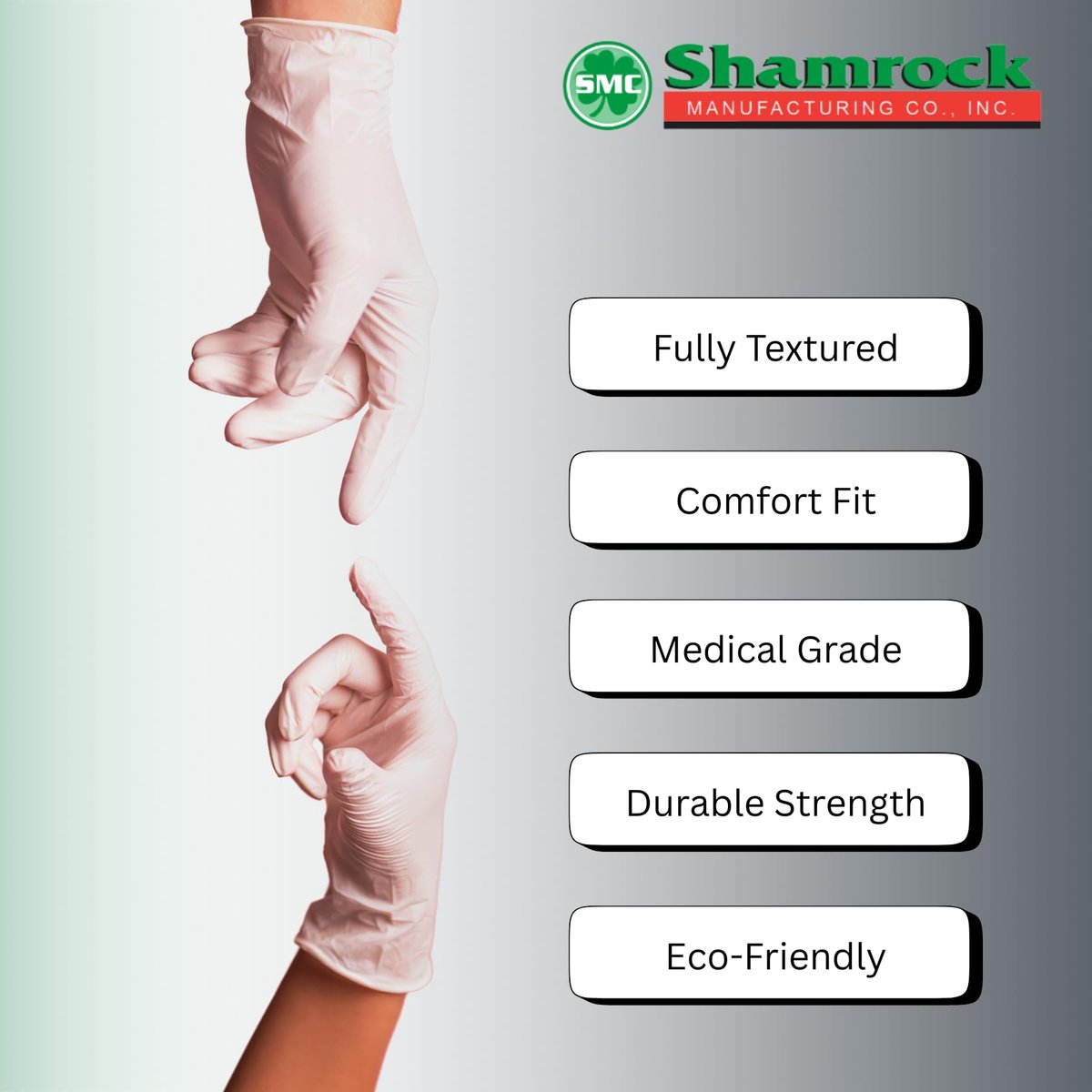 Shamrock Latex Untersuchungshandschuhe, puderfrei, Einweghandschuhe mit vollständig strukturiertem Griff, 5 Mil, unsteril, beidseitig tragbar, Medium (100 Stück)