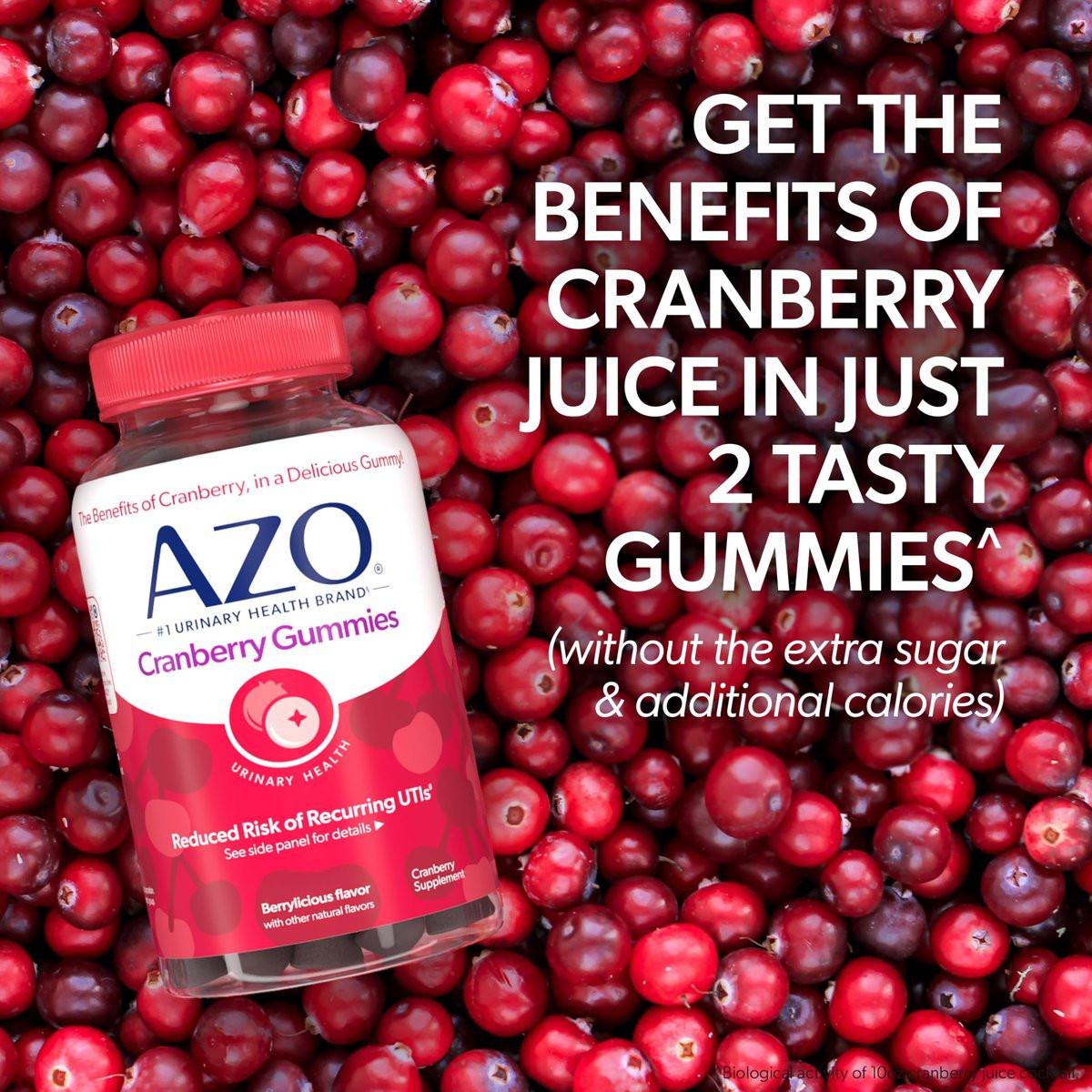 AZO Cranberry Urinary Tract Health Gummies – 40 Stück, Nicht-GMO, Natürlicher Beerengeschmack