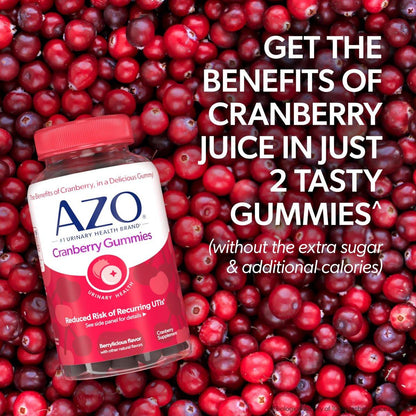 AZO Cranberry Urinary Tract Health Gummies – 40 Stück, Nicht-GMO, Natürlicher Beerengeschmack