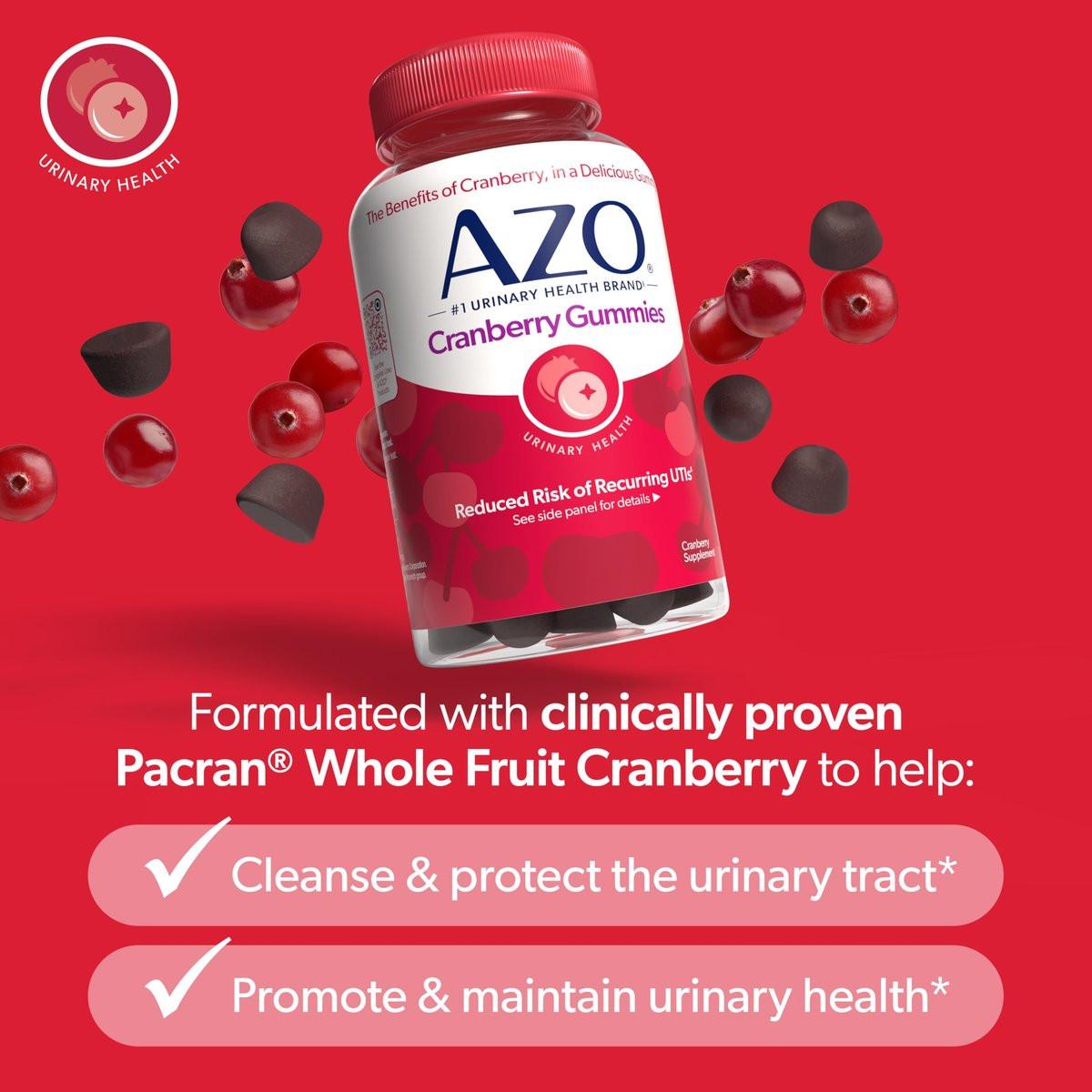 AZO Cranberry Urinary Tract Health Gummies – 40 Stück, Nicht-GMO, Natürlicher Beerengeschmack