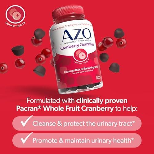 AZO Cranberry Urinary Tract Health Gummies – 40 Stück, Nicht-GMO, Natürlicher Beerengeschmack
