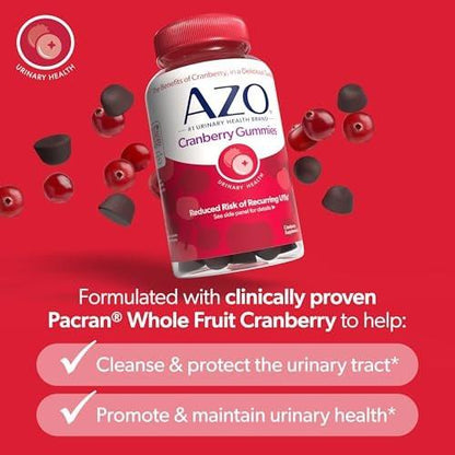 AZO Cranberry Urinary Tract Health Gummies – 40 Stück, Nicht-GMO, Natürlicher Beerengeschmack