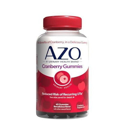 AZO Cranberry Urinary Tract Health Gummies – 40 Stück, Nicht-GMO, Natürlicher Beerengeschmack