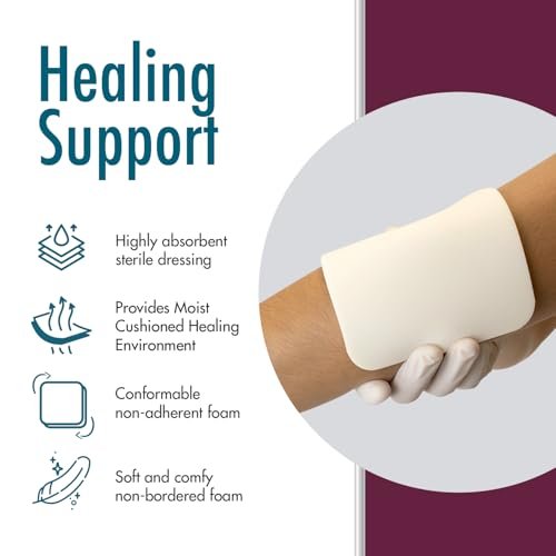 Dynarex Dürma+ CuraFoam Schaumstoff-Wundauflagen - Sterile, nicht haftende Wundpads, hoch saugfähig - Bietet feuchtes, gepolstertes Heilungsumfeld - 10,2 x 10,8 cm - 1 Box mit 10 Stück
