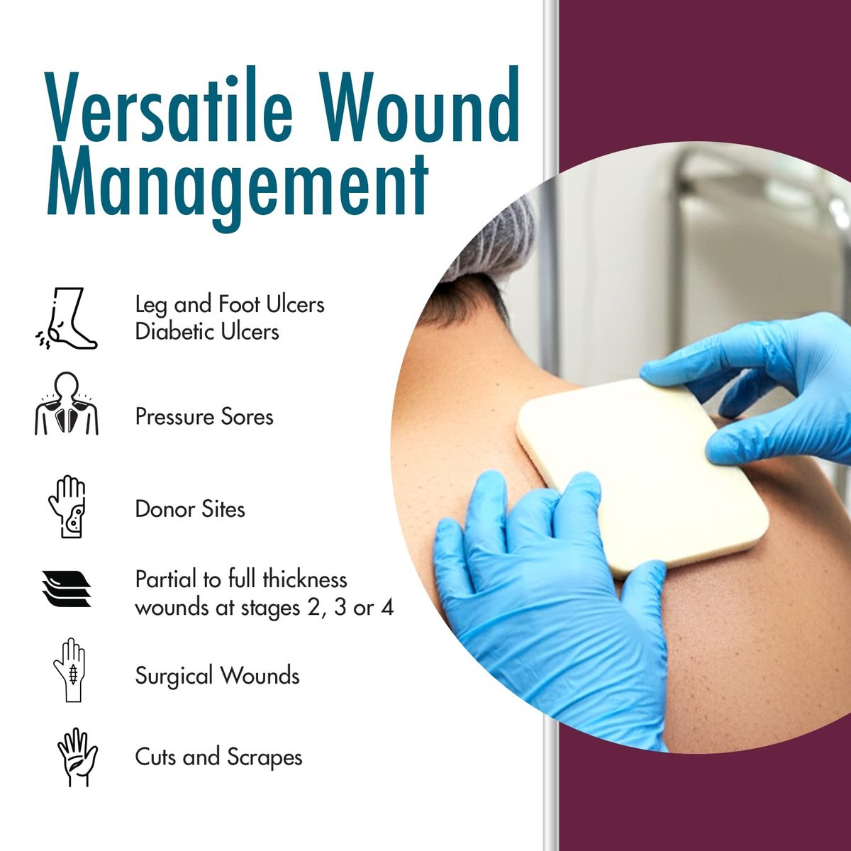Dynarex Dürma+ CuraFoam Schaumstoff-Wundauflagen - Sterile, nicht haftende Wundpads, hoch saugfähig - Bietet feuchtes, gepolstertes Heilungsumfeld - 10,2 x 10,8 cm - 1 Box mit 10 Stück