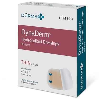 Dynarex Dürma+ DynaDerm Hydrokolloid Wundverband - Sterile, wasserabweisende Wundauflage mit Rand - flexibel, dünn - 5 x 5 cm - 20 Stück pro Box