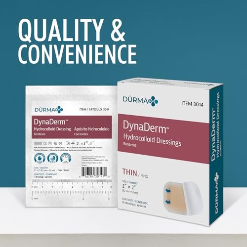 Dynarex Dürma+ DynaDerm Hydrokolloid Wundverband - Sterile, wasserabweisende Wundauflage mit Rand - flexibel, dünn - 5 x 5 cm - 20 Stück pro Box