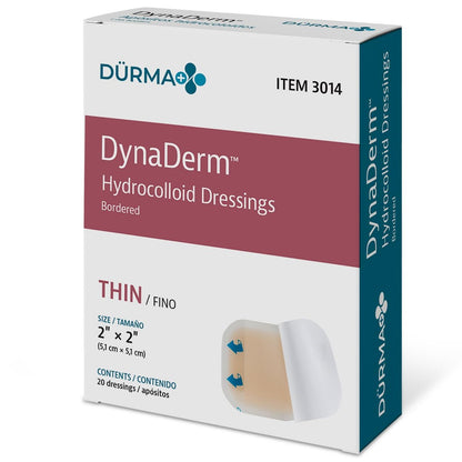 Dynarex Dürma+ DynaDerm Hydrokolloid Wundverband - Sterile, wasserabweisende Wundauflage mit Rand - flexibel, dünn - 5 x 5 cm - 20 Stück pro Box