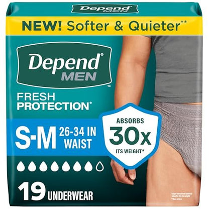 Depend Fresh Protection Maxi Einlagen für Männer, Einweg, Small/Medium, Grau, 19 Stück