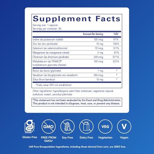Pure Encapsulations Spurenelemente – Multimineral-Komplex für Stoffwechsel & Zellfunktion – 60 Kapseln