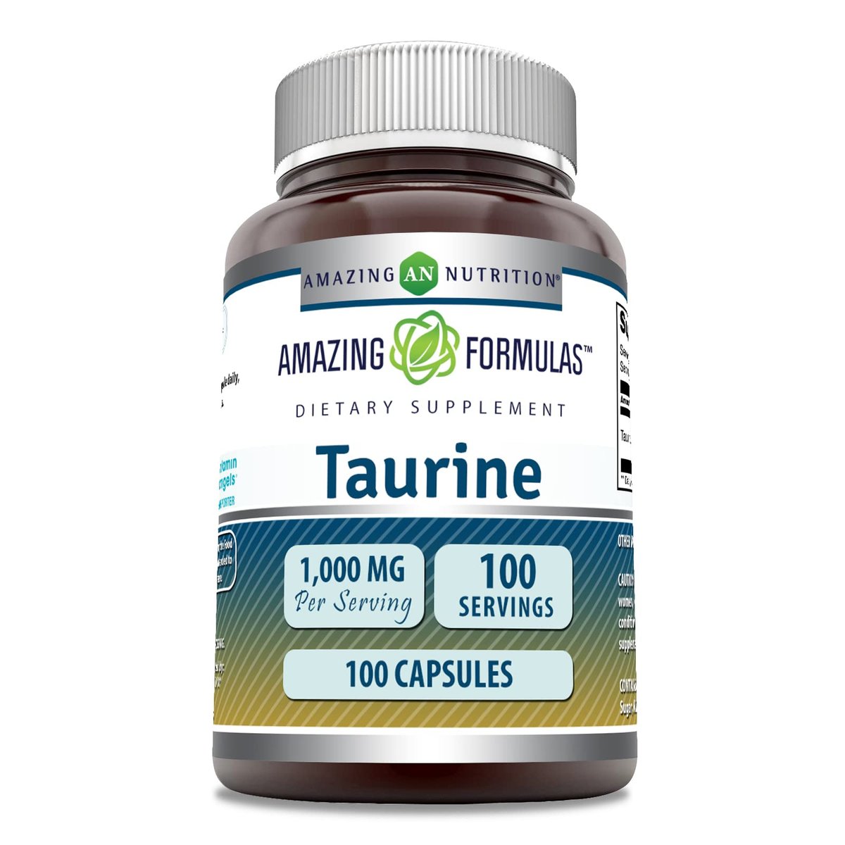Amazing Formulas Taurin Aminosäure Ergänzung | 1000 mg pro Portion | 100 Kapseln | Non-GMO | Glutenfrei | Hergestellt in USA