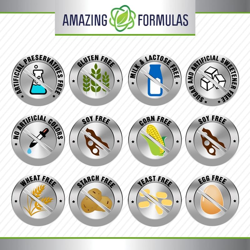 Amazing Formulas Taurin Aminosäure Ergänzung | 1000 mg pro Portion | 100 Kapseln | Non-GMO | Glutenfrei | Hergestellt in USA