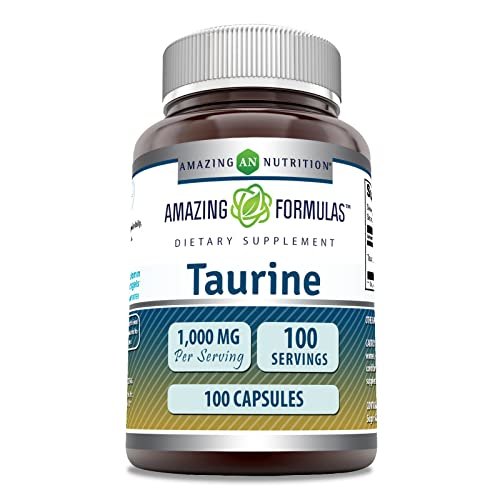Amazing Formulas Taurin Aminosäure Ergänzung | 1000 mg pro Portion | 100 Kapseln | Non-GMO | Glutenfrei | Hergestellt in USA