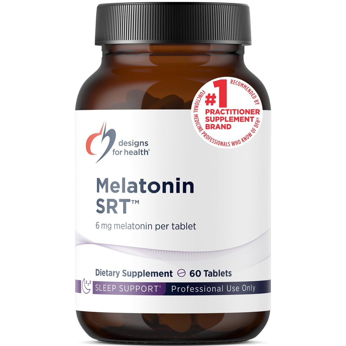 Designs for Health Time Release Melatonin SRT - Melatonin-Präparat für besseren Schlaf - 6mg pro Tablette - Vegan & Nicht-GVO (60 Tabletten)