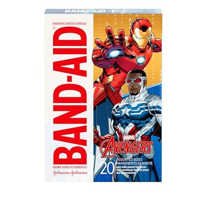 Band-Aid Marken-Pflaster mit Marvel Avengers Motiven für Kinder & Kleinkinder, bunte Wundversorgung für kleine Schnitte & Schrammen, verschiedene Größen, 20 Stück