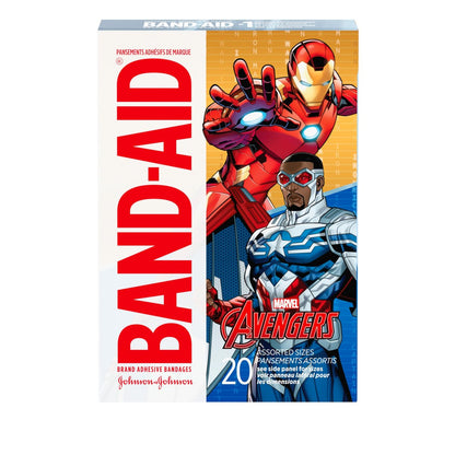 Band-Aid Marken-Pflaster mit Marvel Avengers Motiven für Kinder & Kleinkinder, bunte Wundversorgung für kleine Schnitte & Schrammen, verschiedene Größen, 20 Stück