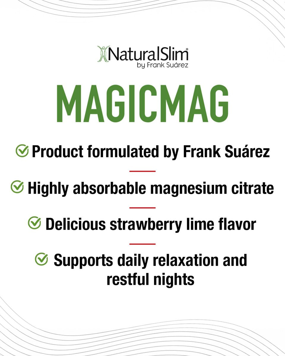 NaturalSlim MagicMag – Hochabsorbierbares Magnesiumcitrat-Pulver für Entspannung, Energie, besseren Schlaf und Stoffwechselunterstützung – Magnesiumergänzung für Frauen und Männer – Erdbeer-Limetten-Geschmack 227 g