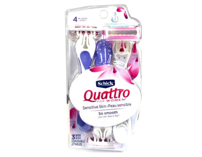 Schick Quattro for Women Einwegrasierer für empfindliche Haut, 3 Stück (1er-Pack)