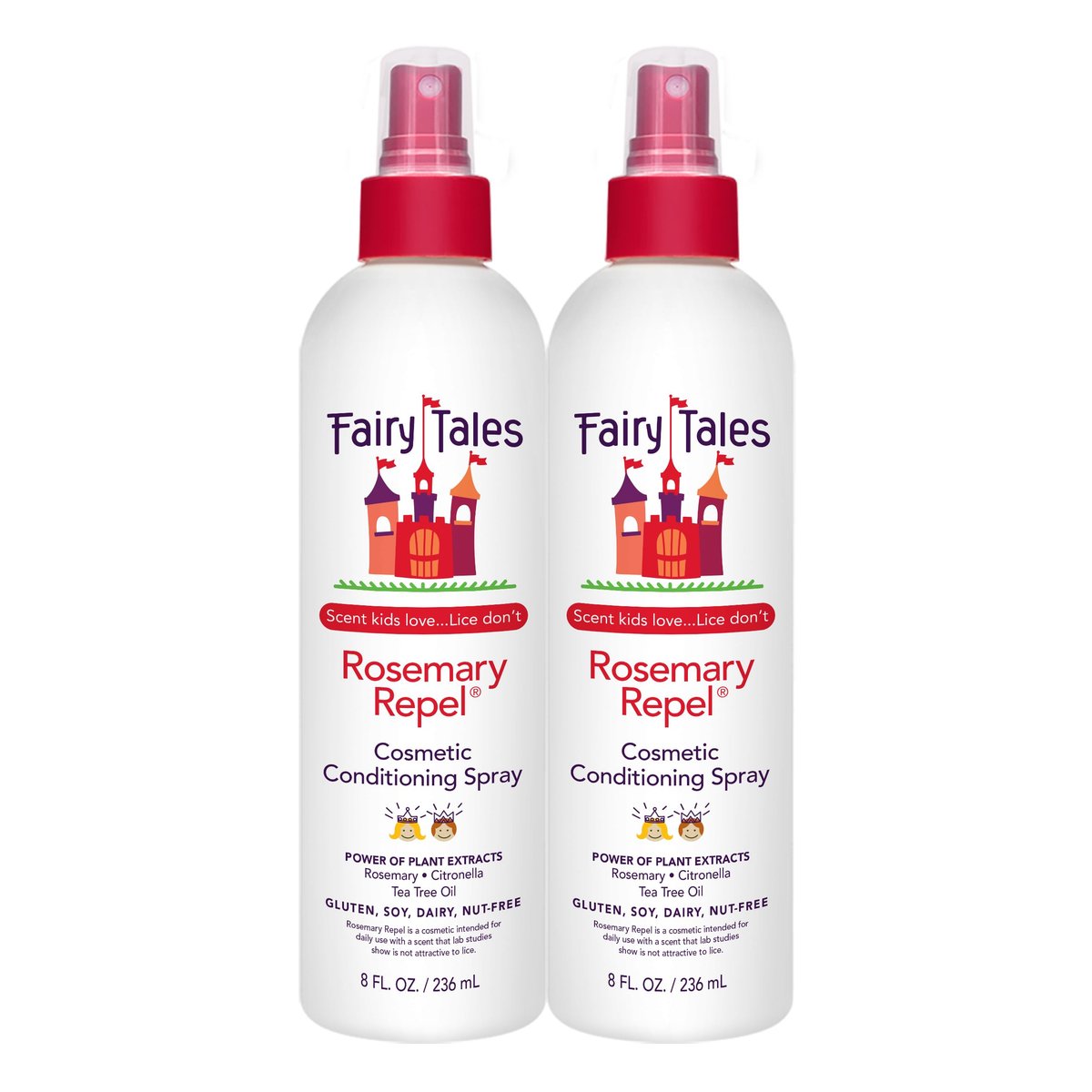 Fairy Tales Rosemary Repel Tägliches Pflegespray für Kinder – Kinder mögen den Duft, Läuse nicht, 2er-Pack (2 x 237 ml)