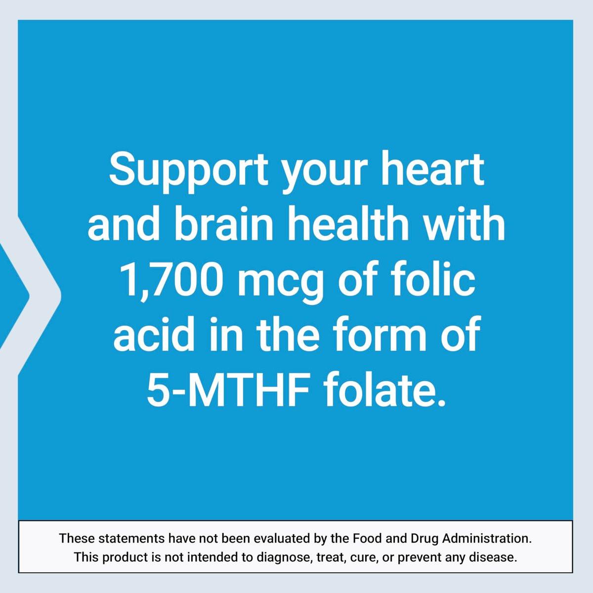Life Extension Optimized Folate – L-Methylfolat – Herz- und Gehirnunterstützung, Gesunde Homocysteinwerte – Nicht-GVO, Glutenfrei, Vegetarisch – 1700 μg DFE, 100 Vegetarische Tabletten