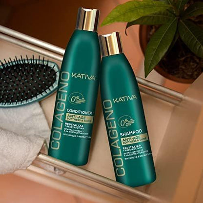 Kativa Shampoo Collagen Line 250 ml – Revitalisiert und restrukturiert geschwächtes, alterndes und geschädigtes Haar, salz-, sulfat-, gluten- und parabenfrei