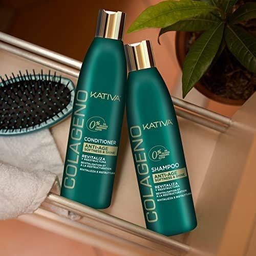 Kativa Shampoo Collagen Line 250 ml – Revitalisiert und restrukturiert geschwächtes, alterndes und geschädigtes Haar, salz-, sulfat-, gluten- und parabenfrei