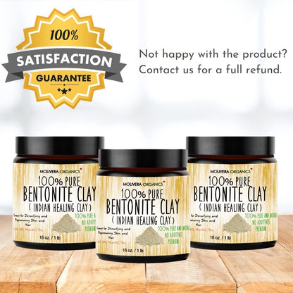 Molivera Organics Premium 1 lb Bentonit-Tonerde Rein, Natürliche Entgiftende Tonerde für Gesichtsmasken, Haarpflege & Mehr - Beste Heilerde - Hergestellt in den USA