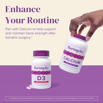 BariMelts Vitamin D3 5000 IE – 90 schnell lösliche Tabletten (3-Monats-Vorrat) – Bariatrische Vitamine für Frauen – Natürlicher Apfelgeschmack