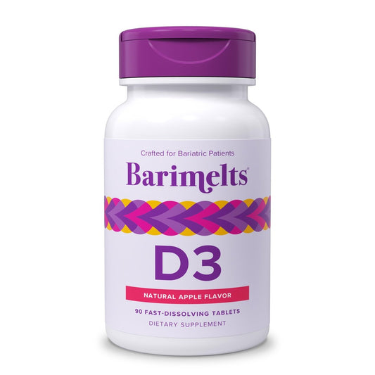 BariMelts Vitamin D3 5000 IE – 90 schnell lösliche Tabletten (3-Monats-Vorrat) – Bariatrische Vitamine für Frauen – Natürlicher Apfelgeschmack