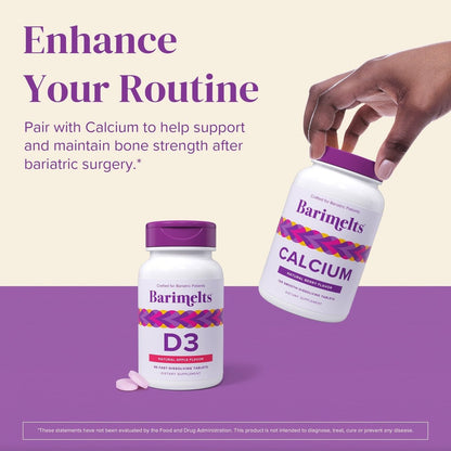BariMelts Vitamin D3 5000 IE – 90 schnell lösliche Tabletten (3-Monats-Vorrat) – Bariatrische Vitamine für Frauen – Natürlicher Apfelgeschmack