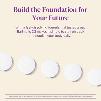 BariMelts Vitamin D3 5000 IE – 90 schnell lösliche Tabletten (3-Monats-Vorrat) – Bariatrische Vitamine für Frauen – Natürlicher Apfelgeschmack