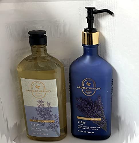 Bath & Body Works Aromatherapy Schlaf – Lavendel + Vanille Körperlotion, 195 ml + Duschbad & Schaumbad, 295 ml