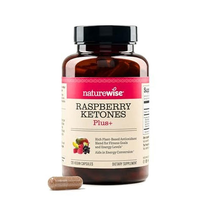 NatureWise Himbeer-Keton Plus mit Grüntee-Extrakt, Cayennepfeffer & Acai-Beere – unterstützt Gewichtsmanagement, antioxidative Gesundheit & Energie – vegan & glutenfrei – 120 Kapseln
