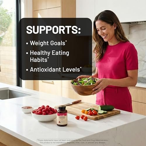 NatureWise Himbeer-Keton Plus mit Grüntee-Extrakt, Cayennepfeffer & Acai-Beere – unterstützt Gewichtsmanagement, antioxidative Gesundheit & Energie – vegan & glutenfrei – 120 Kapseln
