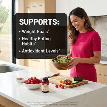 NatureWise Himbeer-Keton Plus mit Grüntee-Extrakt, Cayennepfeffer & Acai-Beere – unterstützt Gewichtsmanagement, antioxidative Gesundheit & Energie – vegan & glutenfrei – 120 Kapseln