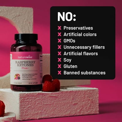 NatureWise Himbeer-Keton Plus mit Grüntee-Extrakt, Cayennepfeffer & Acai-Beere – unterstützt Gewichtsmanagement, antioxidative Gesundheit & Energie – vegan & glutenfrei – 120 Kapseln