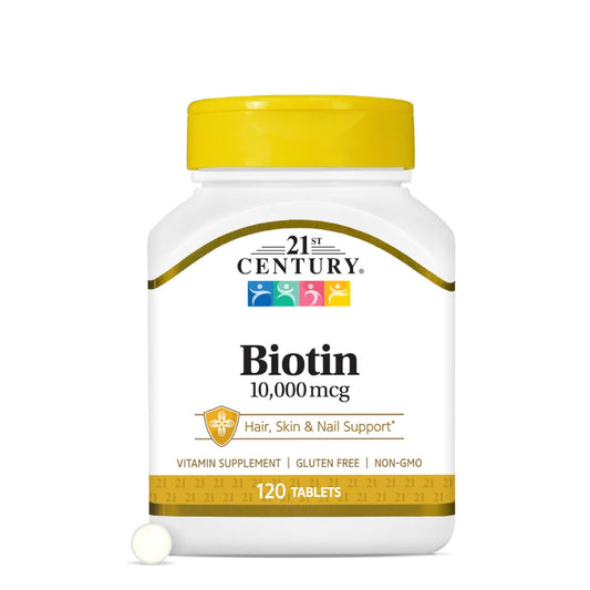 21st Century Biotin Tabletten, 10.000 mcg, unaromatisiert, 120 Stück