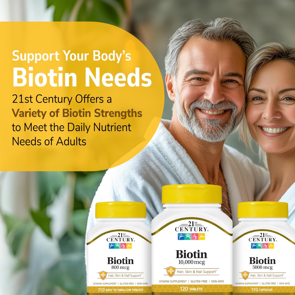 21st Century Biotin Tabletten, 10.000 mcg, unaromatisiert, 120 Stück