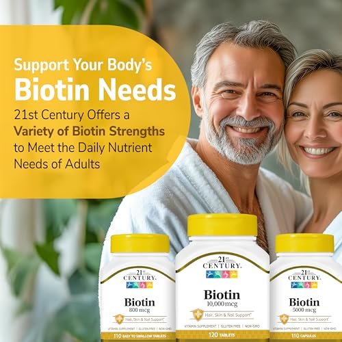 21st Century Biotin Tabletten, 10.000 mcg, unaromatisiert, 120 Stück