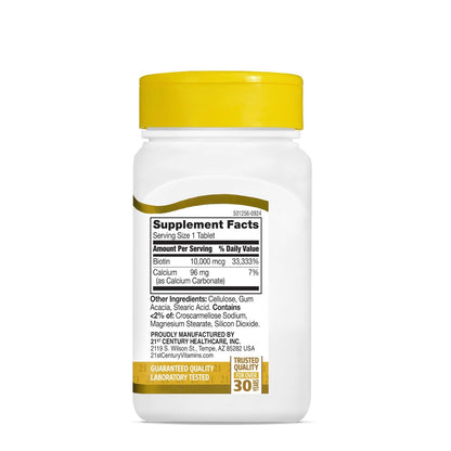 21st Century Biotin Tabletten, 10.000 mcg, unaromatisiert, 120 Stück