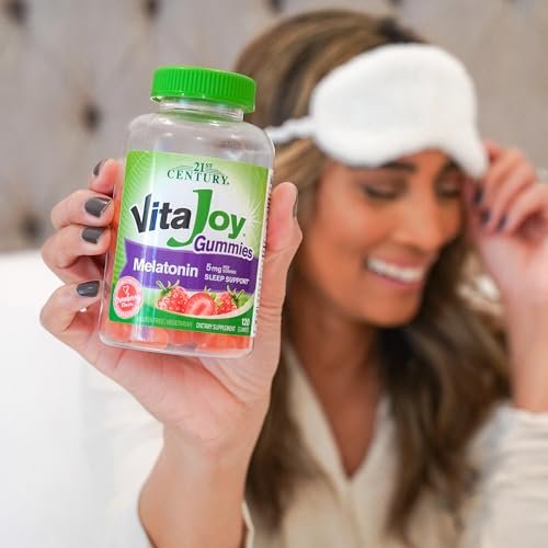 21st Century VitaJoy Melatonin 5mg Gummies (120 Stück) – Erdbeer-Geschmack, nicht gewöhnungsbedürftig, glutenfrei – Fördert Entspannung und erholsamen Schlaf für Erwachsene